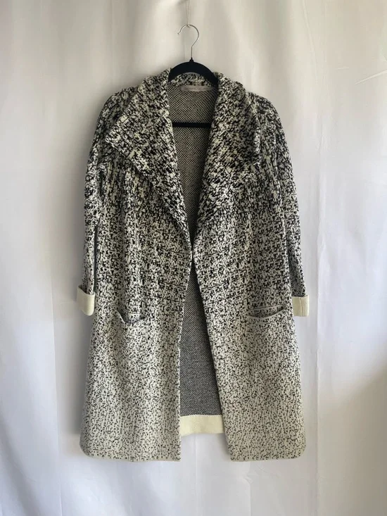 Athleta Black and White Speckled Long Coat - Picture 1 of 6